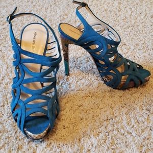 Alexandre Birman suede skin heels shoes 37.5 New